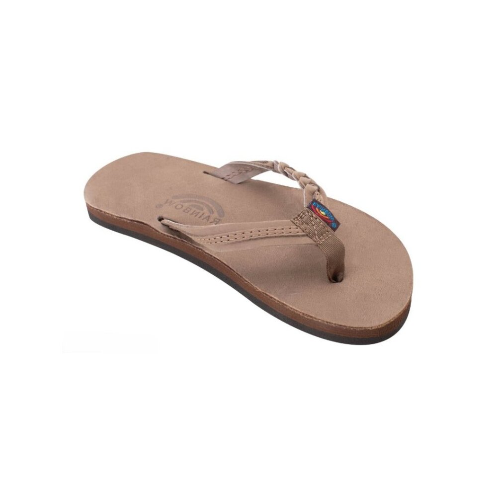 Rainbow Kids Flirty Braidy- Premier Leather Braided 1/2" Strap Dark brown sandal